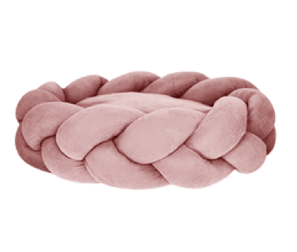 Round Suede Braided Pet Bed - Pink - Wiggles & Whiskers Pet SuppliesKane Pet Supplies