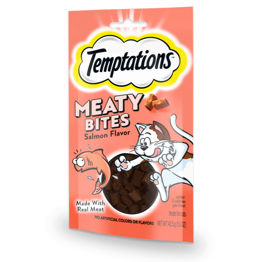 Temptations Meaty Bites with Salmon - 43gm - Wiggles & Whiskers Pet SuppliesTemptations