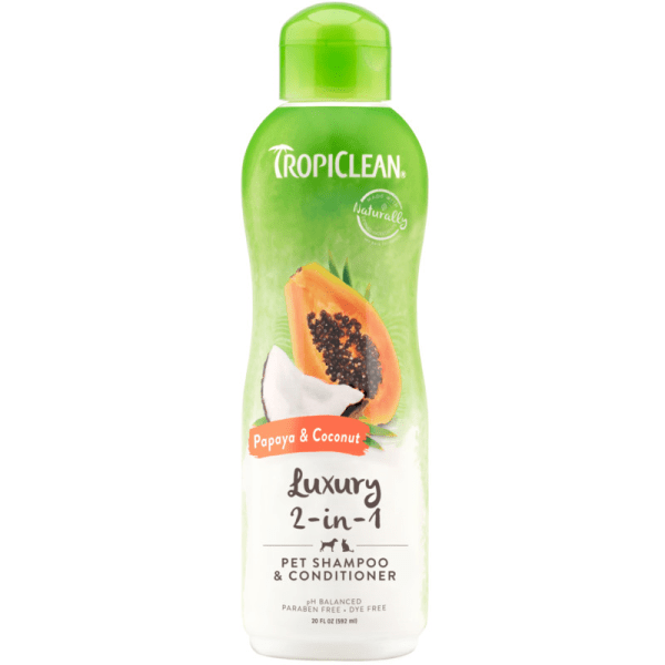 TropiClean Luxury 2 in 1 Papaya Shampoo 20z - Wiggles & Whiskers Pet SuppliesTropiclean